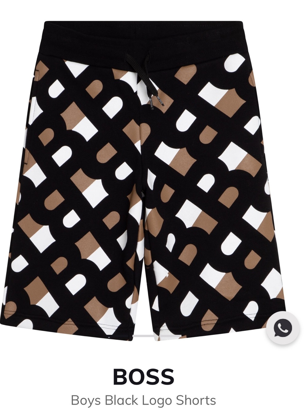 Boss  Black Shorts with Brown & White Geometric Print Worn Once